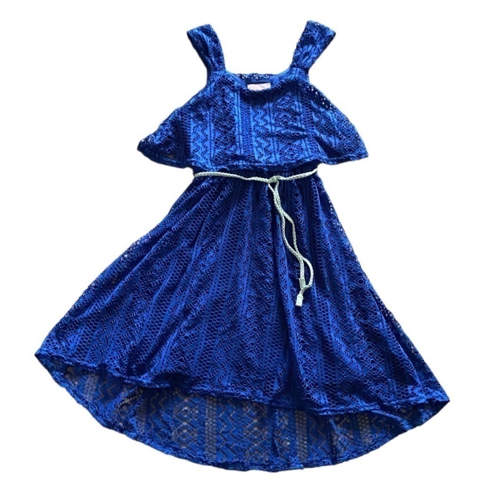 BLOOME-ROYAL BLUE LACE DRESS-GIRLS SIZE 10 - Picture 4 of 7